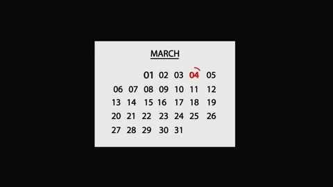 4 March Calendar Date Animated.  4 march Calendar icon. Stock Footage 301770779