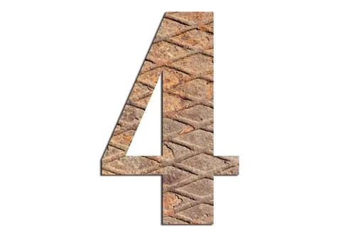 4  with metal texture on white background Stock Photos