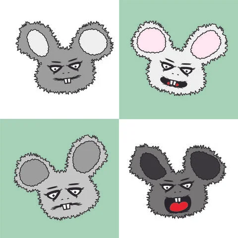 4 mice faces Illustrazione stock
