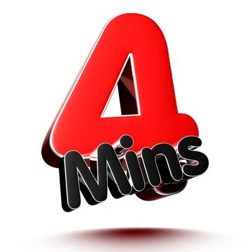 4 mins isolated on white background illustration 3D rendering with clipping p Stock Illustration