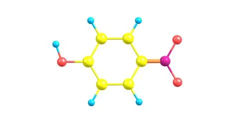 4-Nitrophenol molecular structure isolated on white Stock Illustration