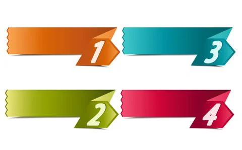 4 number banners Stock Illustration