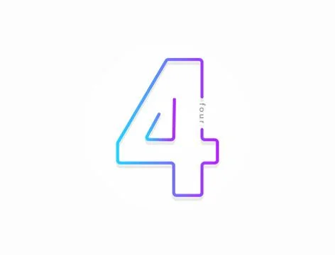 4 number, modern gradient font alphabet. Trendy, dynamic creative style desig Stock Illustration