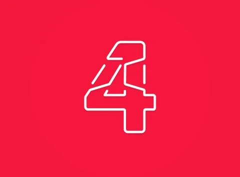 4 number. Modern trendy, creative style design. For logo, brand label, design Stock Illustration