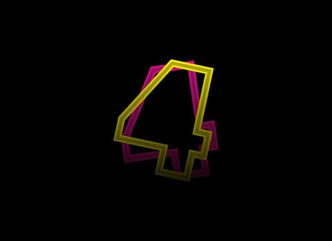 4 number vector desing, shadow font logo. Dynamic split pink, yellow color on Illustrazione stock