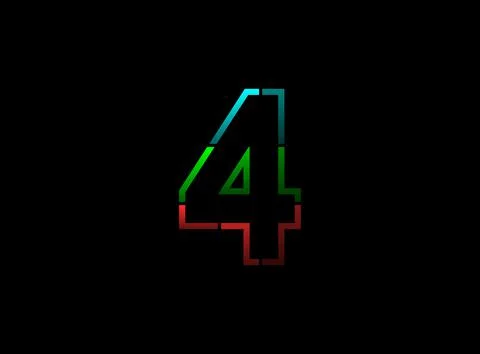 4 number vector outline stroke desing, font logo. Red, green, blue color on b Stock Illustration