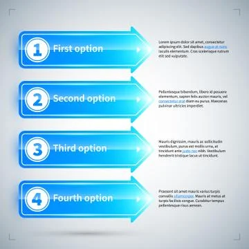 4 numbered arrows with different options. Stock Illustration
