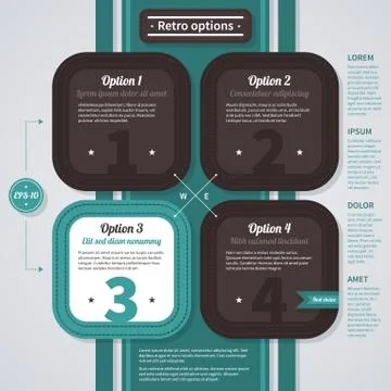 4 numbered options in reto style. EPS10. Stock Illustration