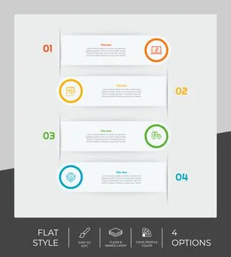 4 options of flat infographic vector design with circle object for marketing. Stock Illustration