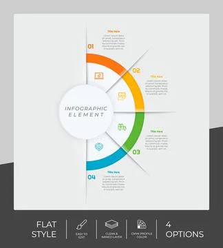 4 options of flat infographic vector design with circle object for marketing. Stock Illustration