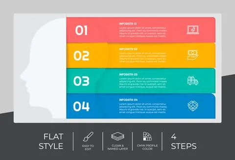 4 options of flat infographic vector design with colorful concept for marketi 스톡 일러스트