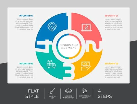 4 options of flat infographic vector design with colorful concept for marketi 스톡 일러스트