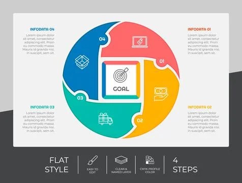 4 options of flat infographic vector design with colorful concept for marketi Stock Illustration