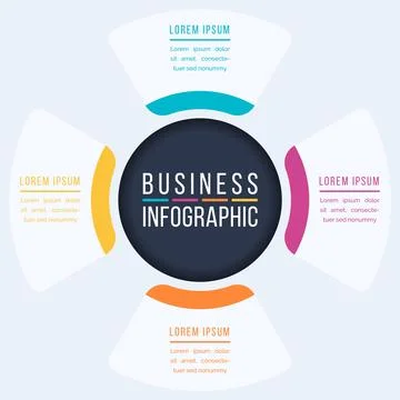 4 Options Infographic circle design 4 steps, objects, elements or options info Stockillustratie