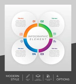 4 options of modern infographic vector design with circle object for marketin Stock Illustration