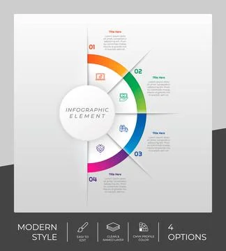 4 options of modern infographic vector design with circle object for marketin 스톡 일러스트