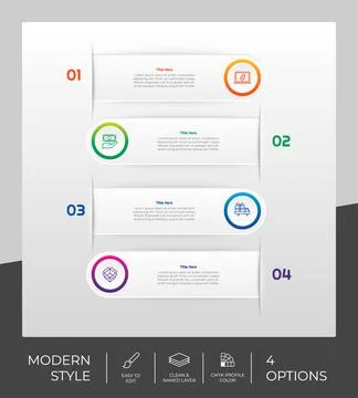 4 options of modern infographic vector design with circle object for marketin 스톡 일러스트