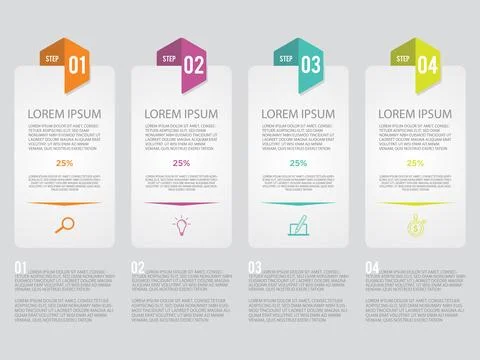 4 options steps planning for infographic in flat style Stock Illustration