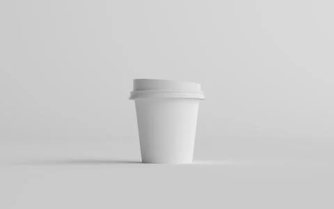 4 oz. Single Wall Paper Espresso  Coffee Cup Mockup with White Lid - One Cup. Stock Illustration