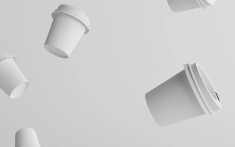 4 oz. Single Wall Paper Espresso  Coffee Cup Mockup with White Lid - Multiple Stock Illustration
