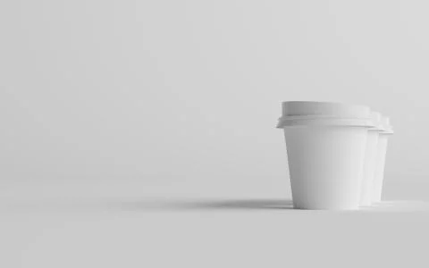 4 oz. Single Wall Paper Espresso  Coffee Cup Mockup with White Lid - Three Cu Stock Illustration