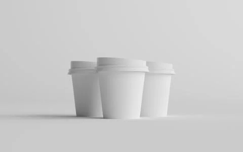 4 oz. Single Wall Paper Espresso  Coffee Cup Mockup with White Lid - Three Cu Stock Illustration