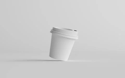 4 oz. Single Wall Paper Espresso  Coffee Cup Mockup with White Lid - One Cup. Stock Illustration