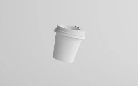 4 oz. Single Wall Paper Espresso  Coffee Cup Mockup with White Lid - One Floa Stock Illustration