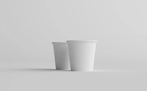 4 oz. Small Single Wall Paper Espresso  Coffee Cup Mockup  - Two Cups. 3D Ill Stock Illustration