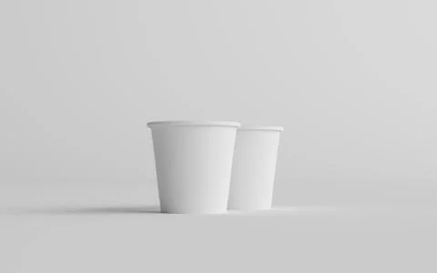 4 oz. Small Single Wall Paper Espresso  Coffee Cup Mockup  - Two Cups. 3D Ill Stock Illustration