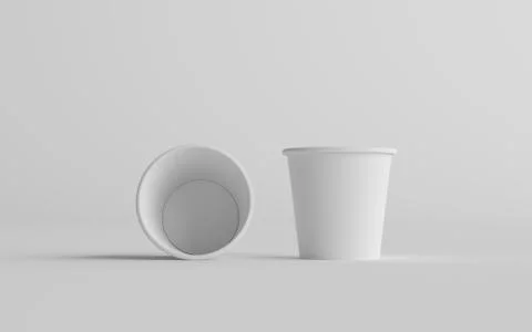 4 oz. Small Single Wall Paper Espresso  Coffee Cup Mockup  - Two Cups. 3D Ill Stock Illustration