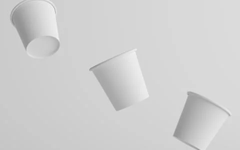 4 oz. Small Single Wall Paper Espresso  Coffee Cup Mockup  - Three Floating C Stock Illustration