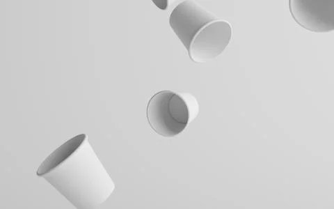 4 oz. Small Single Wall Paper Espresso  Coffee Cup Mockup  - Two Floating Cup Stock Illustration