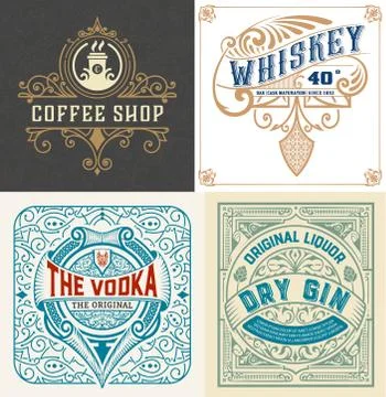 4 packing labes. vector layered Stock Illustration