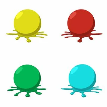 4 paintball balls with splashes Stock Illustration