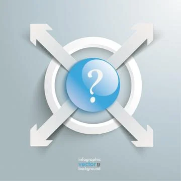 4 paper cut arrows ring centre externally question Stock Illustration