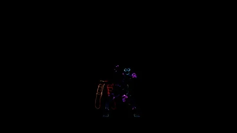 4 people dancing in costumes of LEDs Stock Footage 101697275