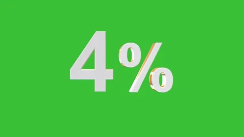 4 Percentage Number 3D Rotating Animation with Green Screen Background Stock Footage 320223285
