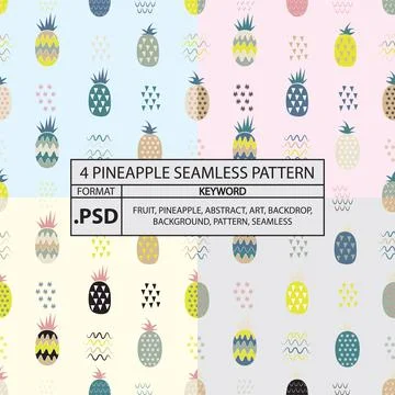4 PINEAPPLE SEAMLESS PATTERN Stock Illustration