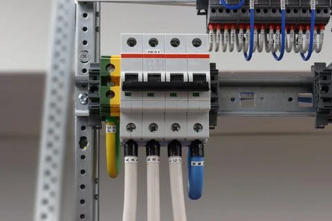 4-pole input circuit breaker. Stock Photos