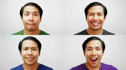 4 Portrait Asian Face Doing Many Expression Stop Motion 4K Resolution Stock Footage 59950051