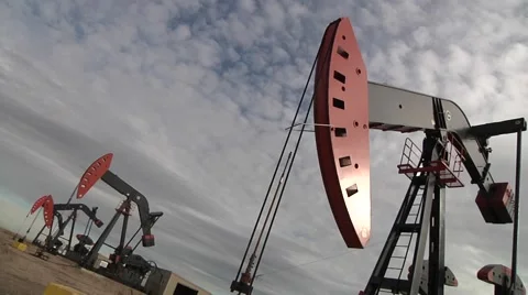 4 Pumping Units Tilted Shot Stock-Footage 43032858