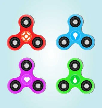 4 Realistic Fidget Spinners Stock Illustration