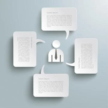 4 rectangle speech bubbles businessman Illustrazione stock