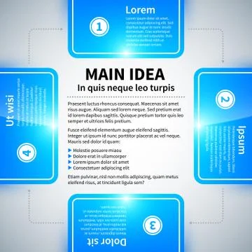 4 rectangles with different options, arranged around the main idea. Stock Illustration