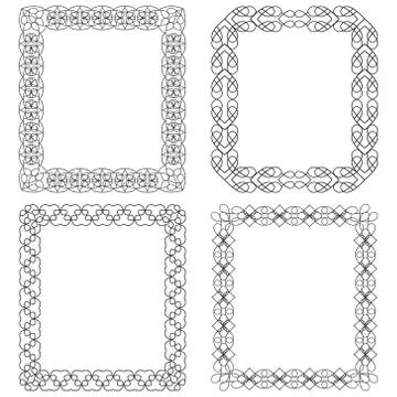 4 rectangular black frame for decoration Stockillustratie