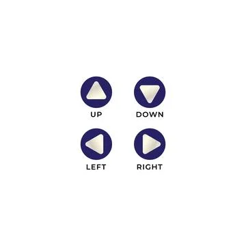 4 Rounded arrows button icon set. Up down left right game control navigatio.. Illustrazione stock