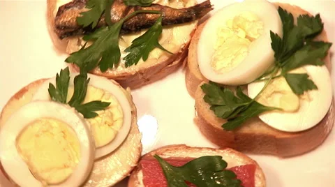 4 sandwiches rotating 02 Stock Footage 44455106