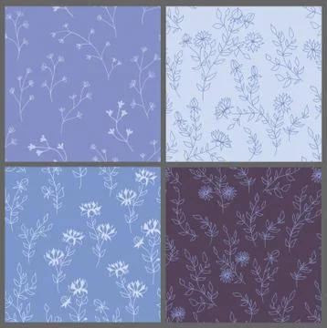 4 seamless floral patterns Stock Illustration