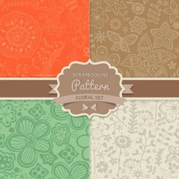 4 seamless vector patterns. shabby chic. floral patterns (seamlessly tiling). Illustrazione stock